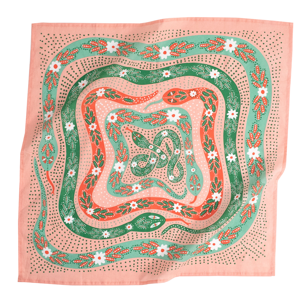 Handker Bandanas - No. 069 Snakes Pink